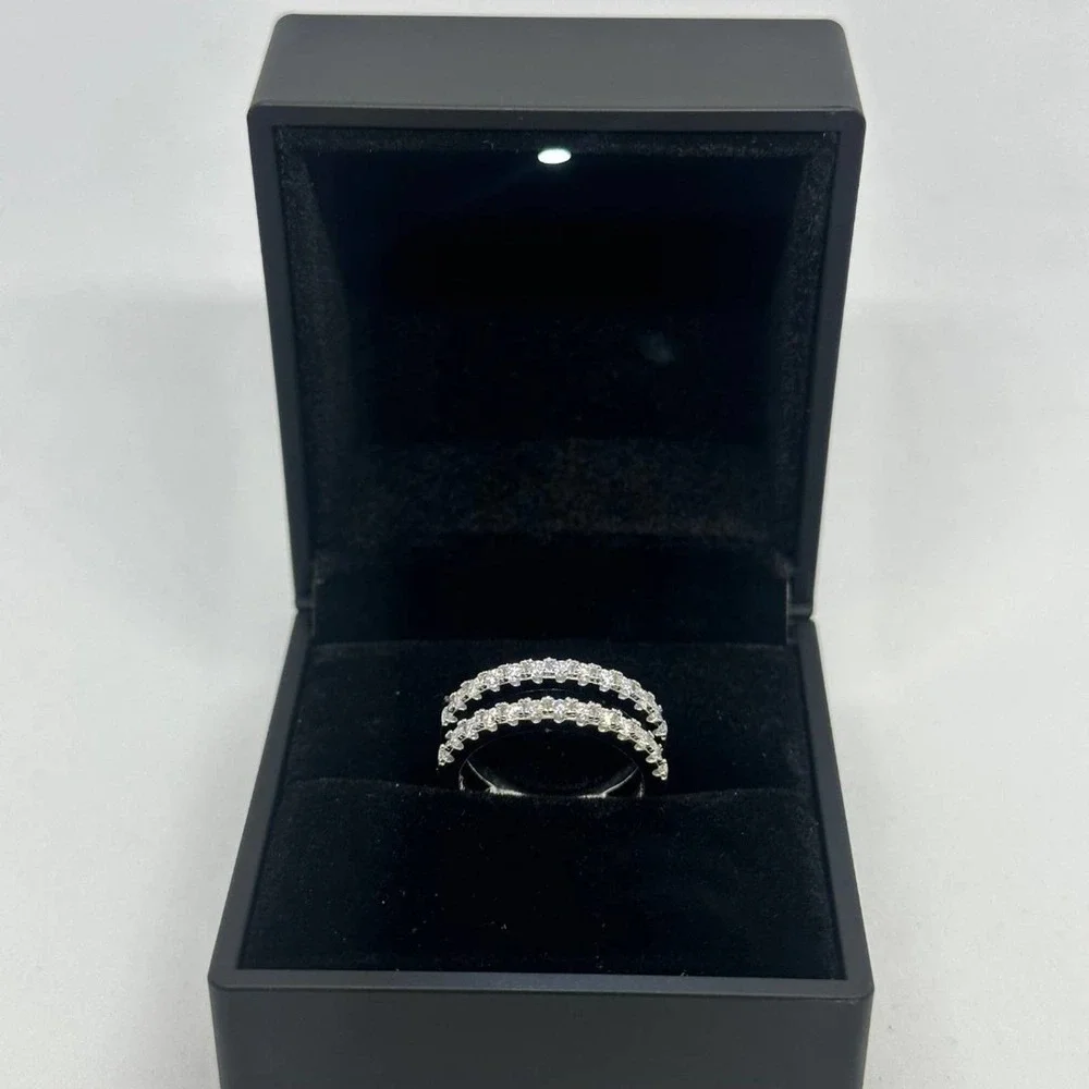 Moissanite Diamond Ring Enhancer Double Row Wedding Band Brilliant GRA Size 10